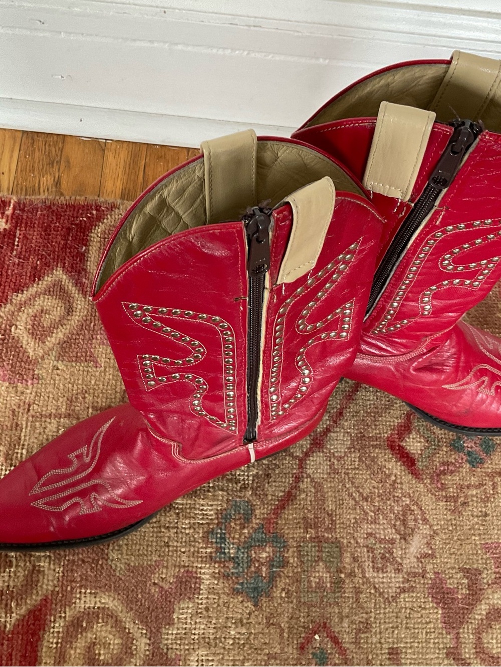 Frye Red Studded Western Zip Boots - Picture 8 of 8